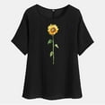 thumbnail image 4 of Kayannuo T-shirts Womens Women's Fashion Print Tees Casual Crew Neck Raglan Short Sleeve Loose T Shirt Linen Tops Blouses Black XL, 4 of 7