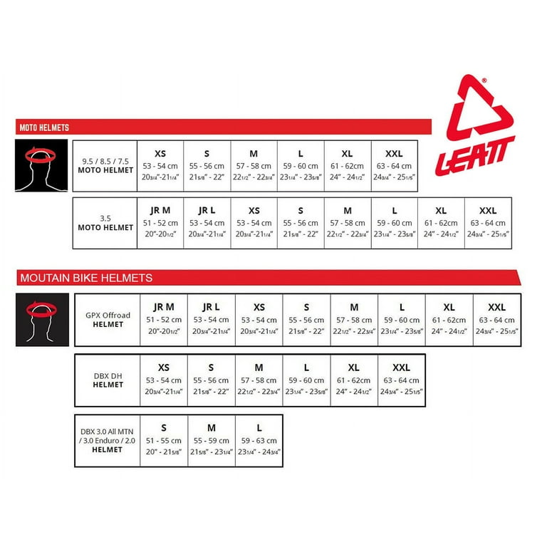 Full face mtb cheap helmet size chart
