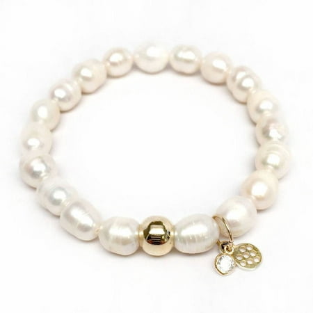 Julieta Jewelry Freshwater Pearl Emma 14kt Gold over Sterling Silver Stretch Bracelet