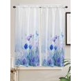 thumbnail image 2 of Bedroom Curtains 63 Inches length, Blue Flower Window Treatment Curtain Drapes, Modern Pastoral Watercolor Oil Painting Rod Pocket Curtain Panels for Living Room Kitchen, 42"x63", 2 Panels, 2 of 7