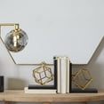 thumbnail image 2 of DecMode 8" Overlapping Cube Geometric Gold Stainless Steel Metal Bookends with Black Bases (Set of 2), 2 of 7