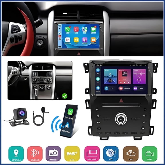 Zcargel 9in Android 13 Car Stereo for Ford Edge 2010-2015, GPS Navigation 2 32GB, Wireless CarPlay Android Auto, Bluetooth, FM/RDS, WiFi, SWC   AHD Backup Camera/Microphone