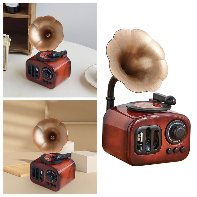 Gramophone de Bureau Musical à Manivelle Pièce Décorative pour Salon et Chambre Maison Unique avec Style Rétro