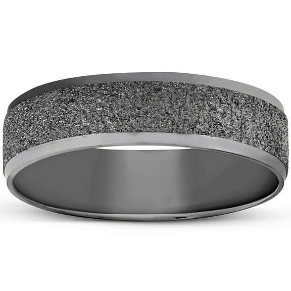Pompeii Mens 10K Black Gold Textured Wedding Band (,)