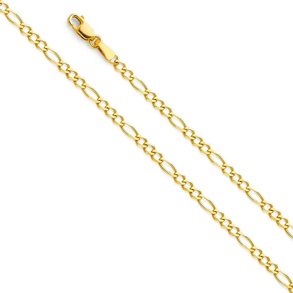 14k Yellow Gold 2.7mm Concave 3 1 Solid Figaro Chain Link Necklace 16" Jewelry Female Unisex