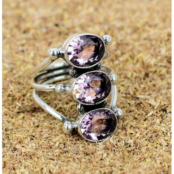 925 Sterling Silver Amethyst Ring Handmade Beautiful Jewelry Ring All Size