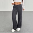 thumbnail image 6 of ZToonmas Solid Pinstripe Wide Leg Suit Pants for Women High Waist Button Zipper Straight Full Length Office Casual Pants with Pockets, 6 of 7