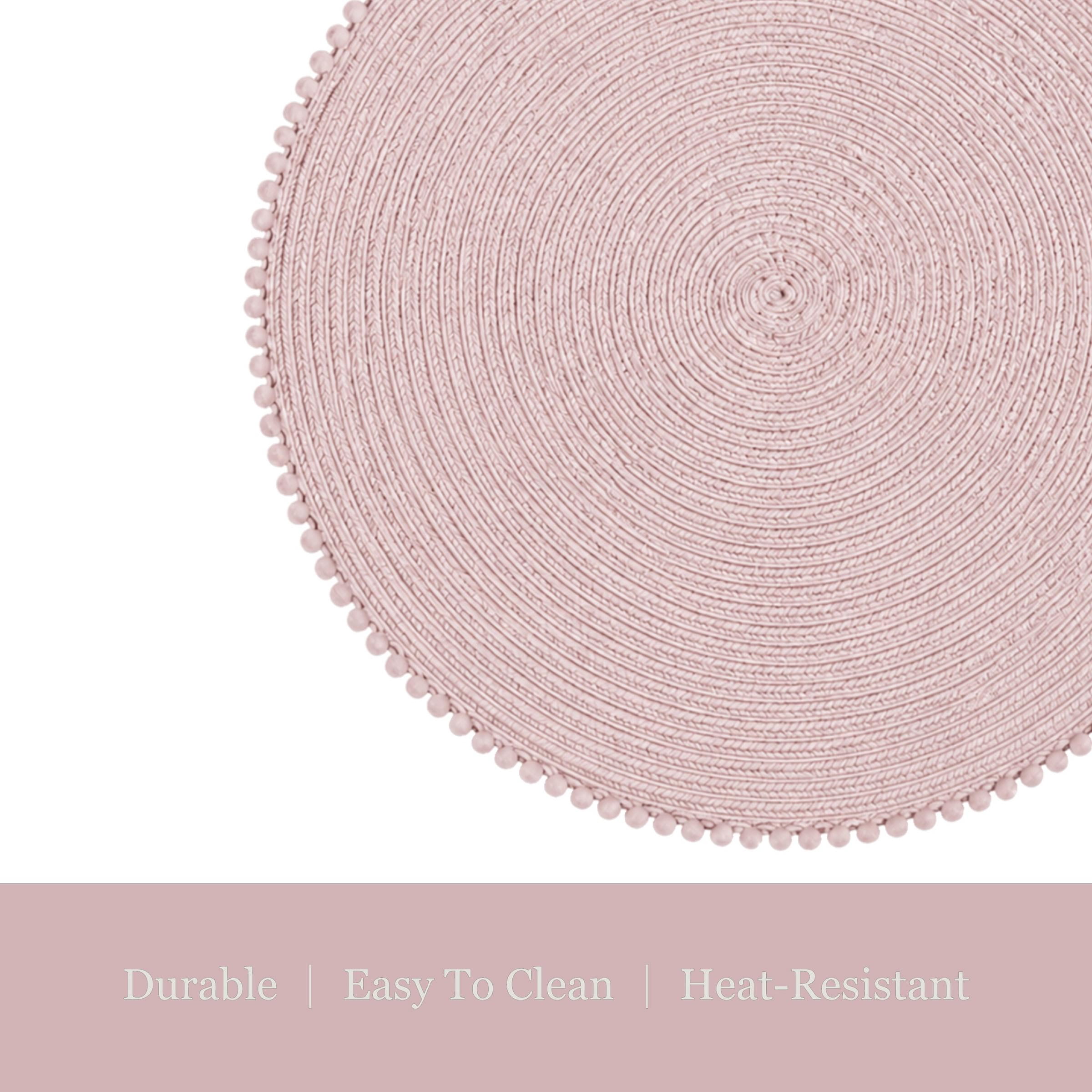 Dainty Home Set of 6 Placemats | Elegant and Durable | 15x15 in Round Woven Non-Slip Washable Place Mats | Tear-Resistant Heat | Resistant Placemats