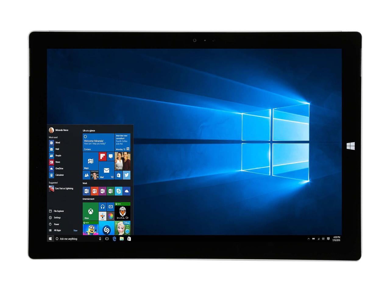 Microsoft Surface Pro 3 1631 Tablet - Intel Core i3-4020Y 4GB RAM 64GB SSD  12-inch Touch Windows 10 Pro (Refurbished Grade B)
