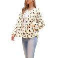 thumbnail image 4 of Chaqueta de forro polar INSPIRE CHIC para mujer, abrigo sin cuello de estampado floral vintage, de manga larga, cálido para invierno, abrigo de piel sintética XL beige, 4 of 6