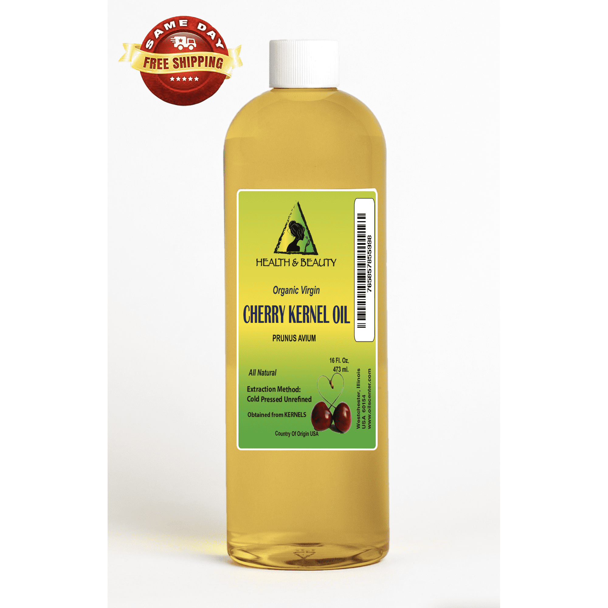 Cherry Kernel Oil Unrefined Virgin Organic Carrier Cold Pressed Premium Natural 100% Pure 16 oz