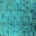 thumbnail image 1 of Ahgly Company Machine Washable Indoor Square Oriental Turquoise Blue Industrial Area Rugs, 8' Square, 1 of 4