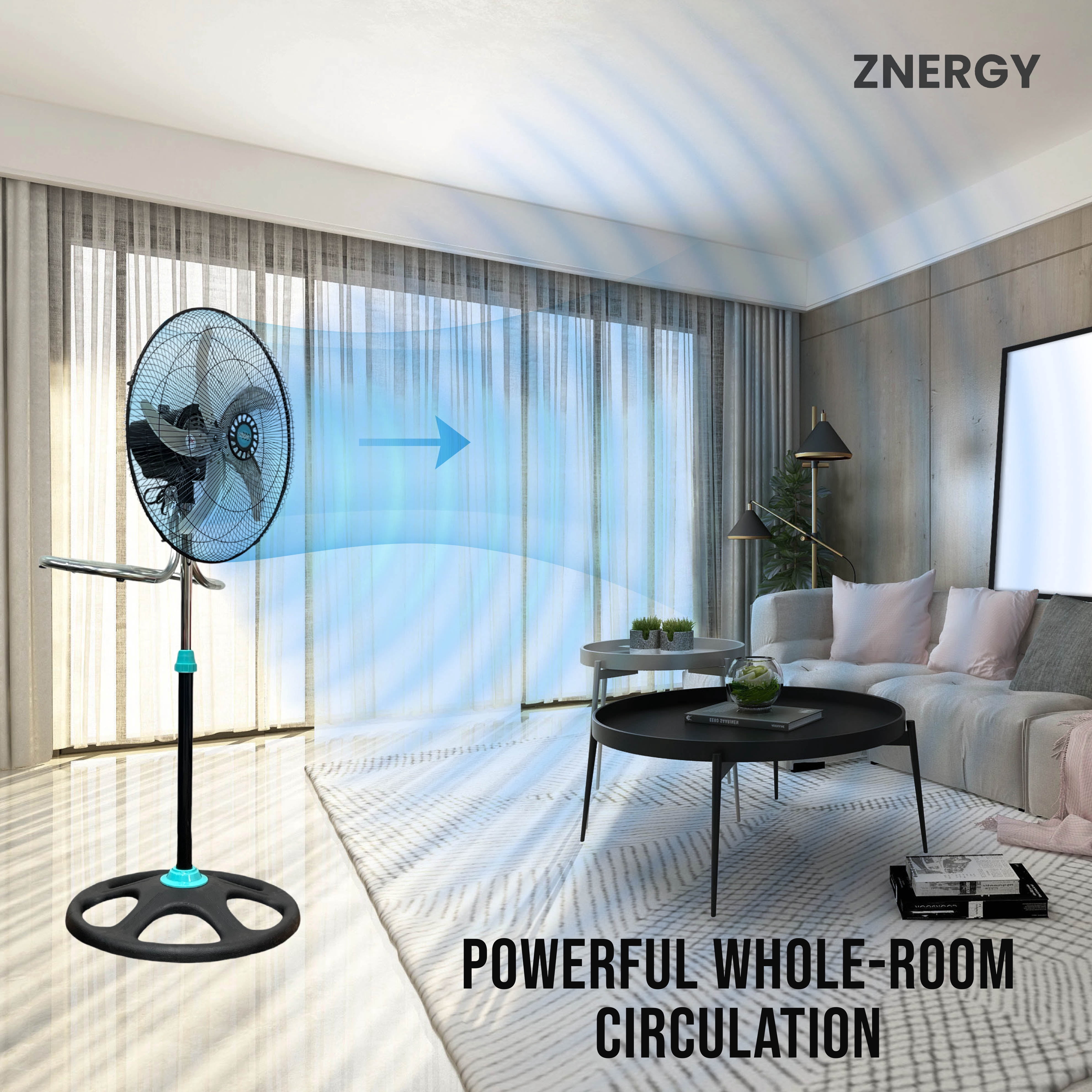 ZNERGY 2 PACK 18 Inch 2 in 1 Modern Industrial Floor And Stand Fans 3 Speeds Metal Blades Oscillation