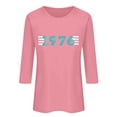 thumbnail image 4 of Vintage T Shirts For Women Crew Neck 3/4 Length Sleeve 1976 Graphic Print Pullover Casual Comfy Tops (XL, Pink), 4 of 4