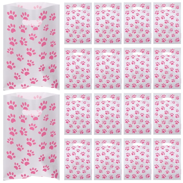 KAKOWELY 50 bolsas de regalo con diseño de huella de perro, bolsas para empacar regalos, bolsas para golosinas de fiesta, bolsas para dulces