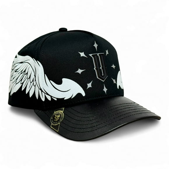 VAGO WHITE ANGELS Gorra Visera Curva Negra Imitación Piel