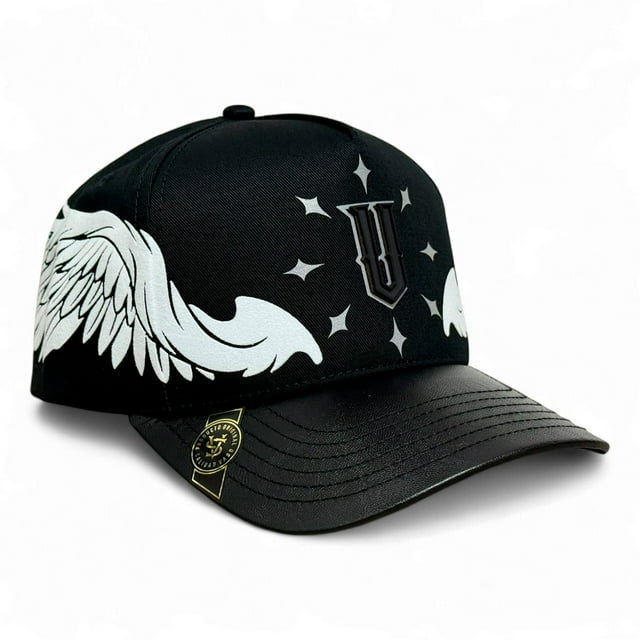 VAGO WHITE ANGELS Gorra Visera Curva Negra Imitación Piel