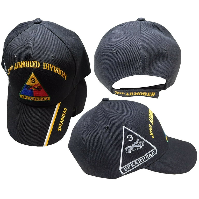 U.S. ARMY 3rd Armored Division Spearhead Shadow Black Cap Hat (2 Pack)