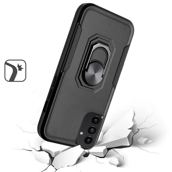For Samsung Galaxy A14 5G Hybrid Tough Strong Dual Layer Hard PC TPU with Magnetic Ring Stand Heavy-Duty Armor Design Cover ,Xpm Phone Case [ Black ]