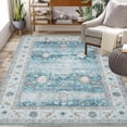 thumbnail image 5 of 9x12 Vintage Area Rug Machine Washable Distressed Non-Slip Low Pile Stain-Resistant No-Shedding Easy-Clean Dining Accent Rug Green, 5 of 9