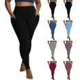 thumbnail image 7 of Lovskoo Leggings for Women Quick Drying Solid Color Summer Plus Size Pockets Tight Elastic Comfortable Fitness Pants Yoga Pants Navy, 7 of 7