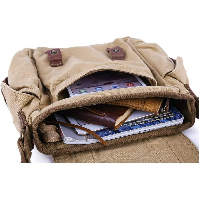 gootium Canvas Messenger Bag - Vintage Shoulder Bag Frayed Style