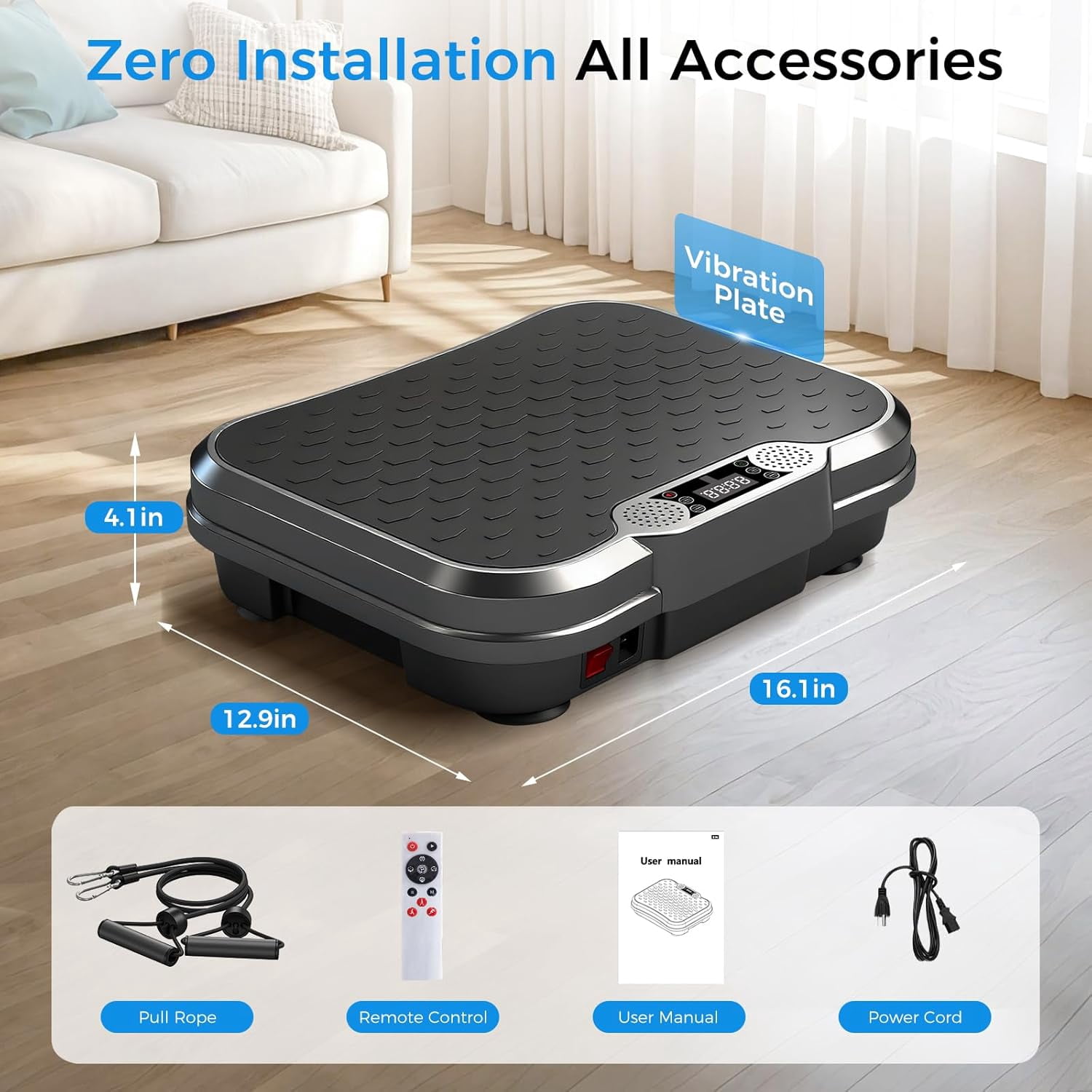 Vibration Plate Exercise Machine for Full Body Workout, Lymphatic Drainage & Weight Loss, 400 Lbs Capacity Fitness Platform with Remote