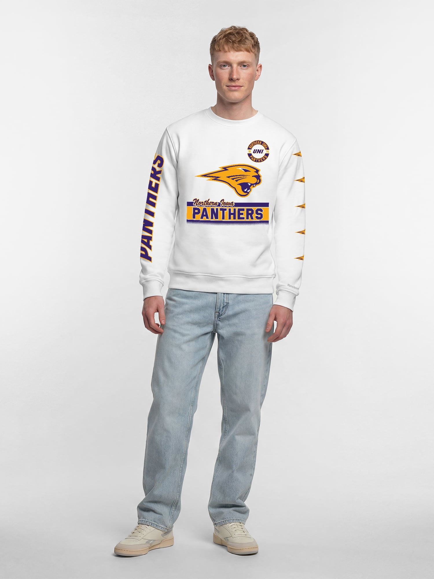 Northern Iowa Panthers Reebok Mens White Crew Sweatshirt
