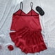 thumbnail image 5 of Conjunto de pijama de seda helada para mujer: pantalones cortos con tirantes y lazo liso, ropa fina para estar por casa, tallas S-XL, 5 of 5