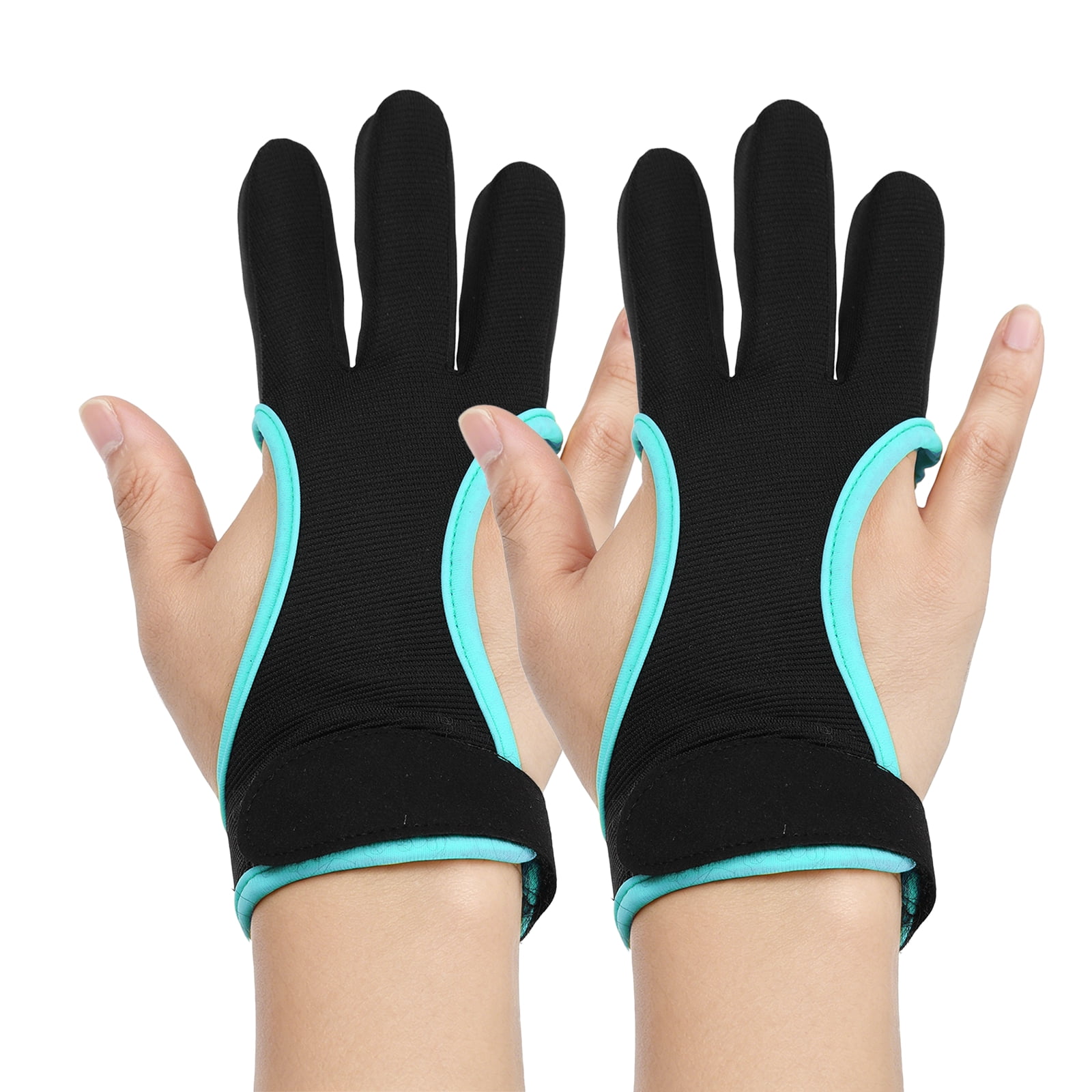 Uxcell Archery Gloves Durable Shooting Hunting Leather 3-Finger Protector 2 Pack & M & Black Green-Fitting for (Adults Woman/Beginner/Recurve/Arrow Bow Protective Gear Accessories)