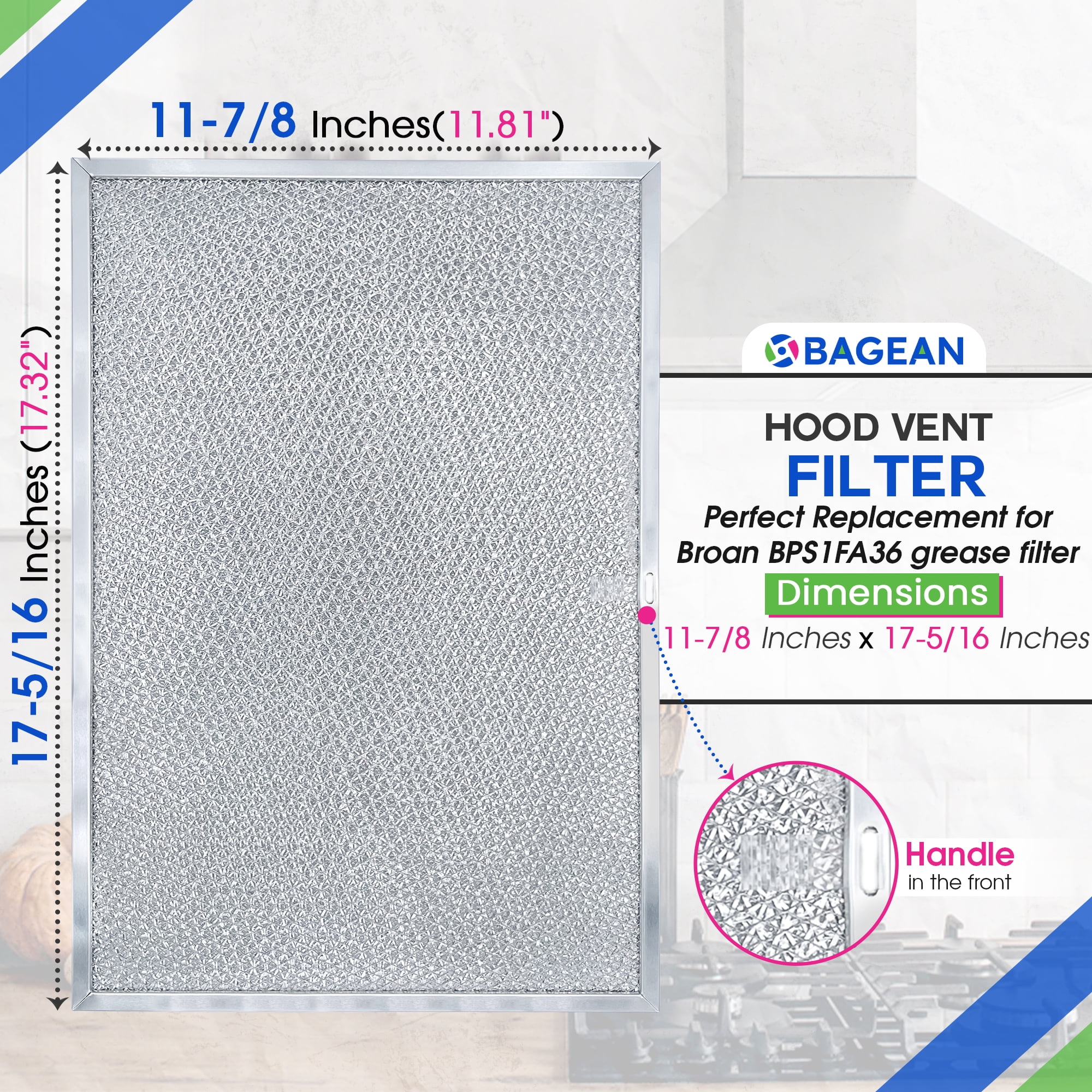 Range Hood Filter Replacement for BPS1FA36 17.35 x 11.80 Inch Broan Range Hood Filter and Allure Range Hood Filter - Hood Vent Filter for Range Hood - Filters Grease Entering Stove Hood (2-Pack)