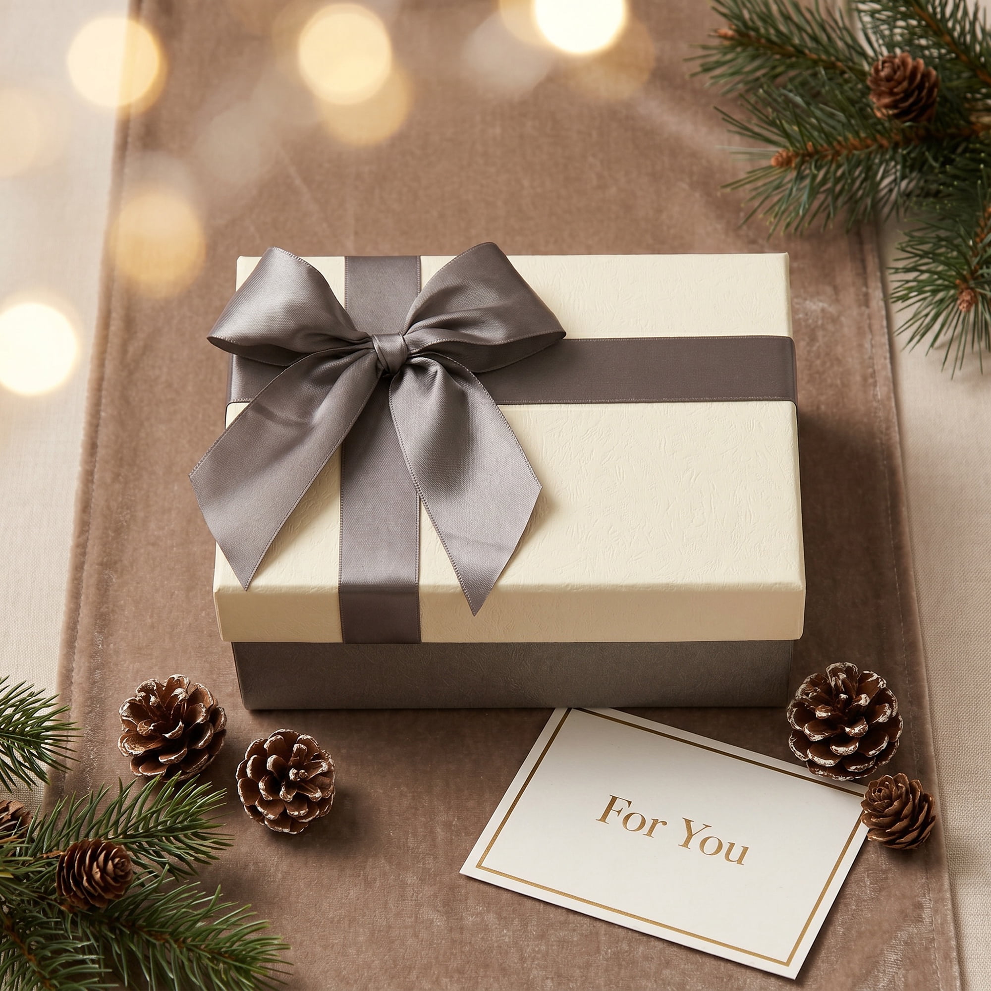 Unique Bargains Elegant Luxury Gift Box with Printed Ribbon White 7.1"x4.9"x3.1"
