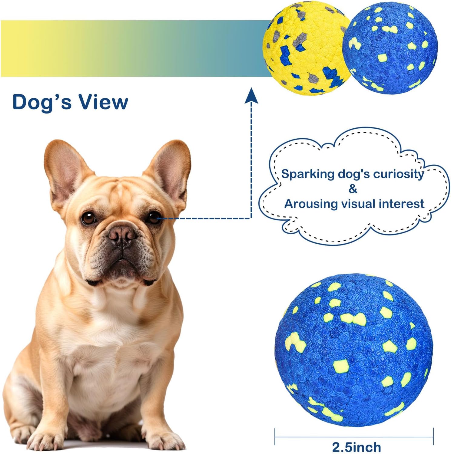 6 Pack Dog Balls for Aggressive Chewers, 2.5'' High Bounce E-TPU Fetch Balls, Fits Standard Ball Launchers, Indestructible Lightweight Swimming Pool Ball, Tough Teething Chew Toys for Dogs