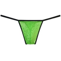 Botmois Men See-throuhg Lace Thong Pouch Sports Tangas Hipster T-back Underwear Light Green M