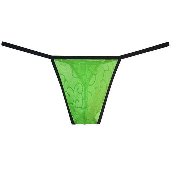 Botmois Men See-throuhg Lace Thong Pouch Sports Tangas Hipster T-back Underwear Light Green M