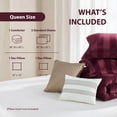 thumbnail image 6 of Regency Heights Brushed Velvet Striped Comforter Set, 5-Piece Luxury Cozy Bedding Sets with Decor Pillows, Queen Size Comforter Bed Set for All Seasons, Burgundy Red, 6 of 11