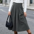 thumbnail image 7 of yillto Womens Corduroy Skirts Pleated High Waist Flowy Loose Fall Winter Long Skirt with Pockets S-XXXL, 7 of 7