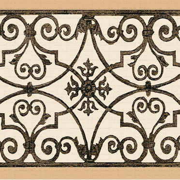 Dundee Deco's Peel and Stick Wallpaper Border - Abstract Beige Brown Damask Wall Border Retro Design, 15 ft x 7 in, Self Adhesive