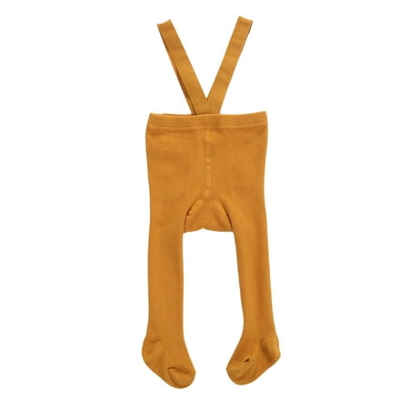 

Douhoow 0-3Y Baby Suspender Overall Pantyhose Solid Color Ribbed Knit Tights Infant Autumn Leggings