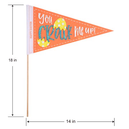 Way to Celebrate Easter You Crack Me Up! Orange Felt Pennant on a Stick, 18"