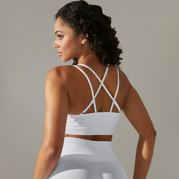 Ropa de yoga de cuatro piezas con alta elasticidad y espalda de belleza de color sólido, sujetador deportivo para correr, pantalones de yoga y fitness para mujer