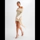 thumbnail image 5 of Vestido de Punto Corto con Hombros Descubiertos para Mujer, Larga, Irregular, con Cordones, Sexy Lechoso L, 5 of 9