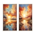 thumbnail image 2 of Designart "Coastal Horizon Clouds V" Clouds Framed Wall Art Set Of 2 - Peach Landscapes Framed Canvas Set For Living Room Decor, 2 of 7