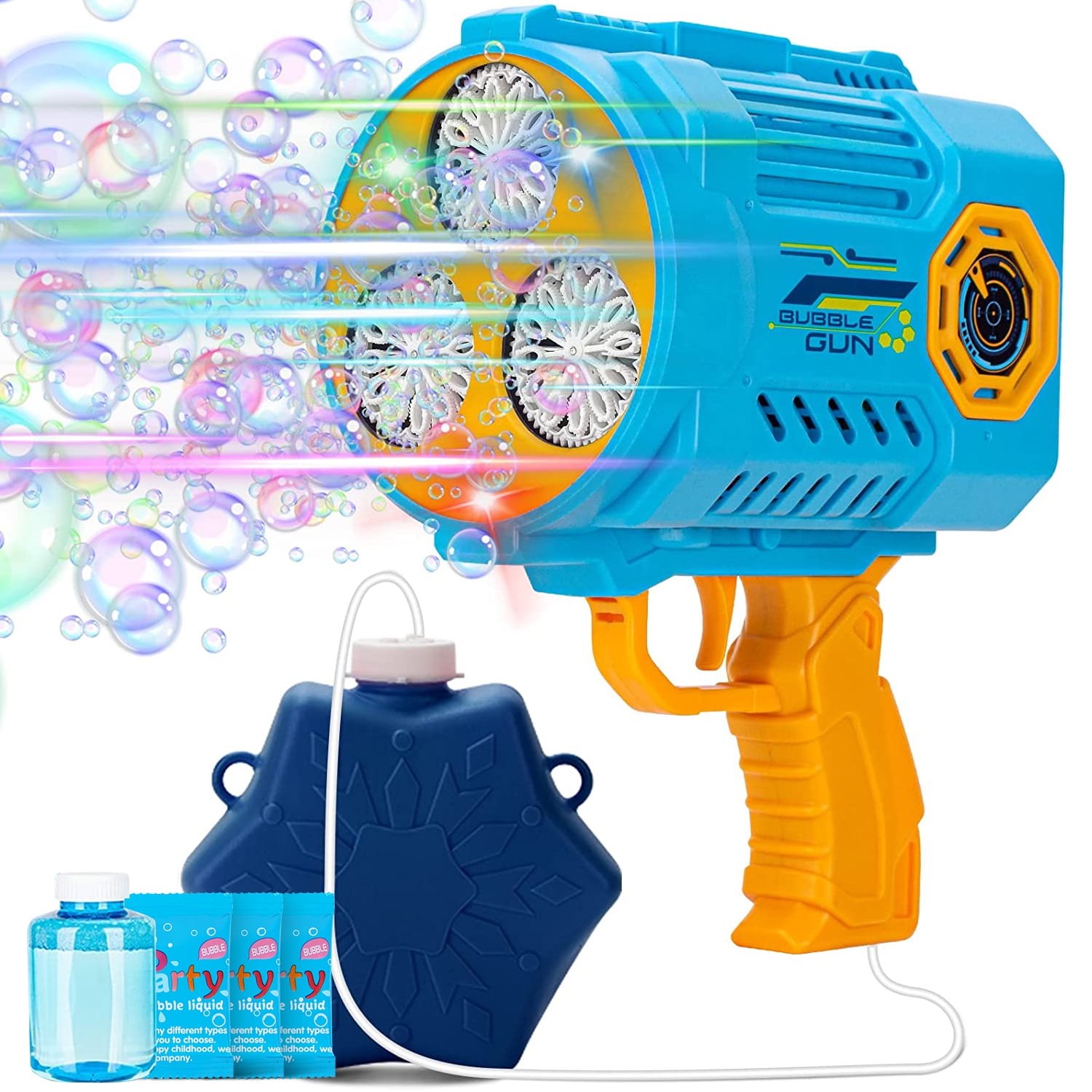 Bubble Machine Gun, Rechargeable Bubble Maker with LED Light, Bubble Gun with Lights for Wedding