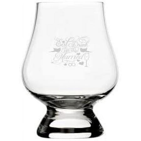 

Eat Drink & Get Married Wedding Quotes Etched 2.5oz Glencairn Wee Whisky Glass