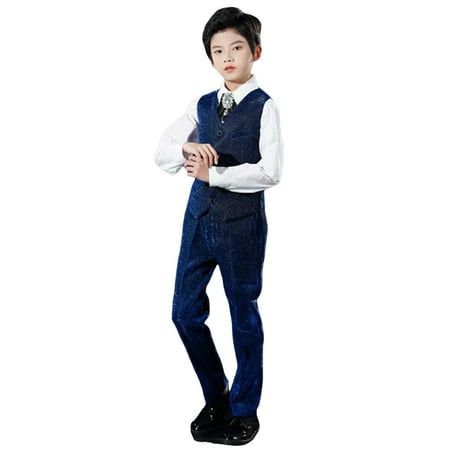 

Toddler Boys Tuxedo Suit Boys Slim Fit Formal Wedding Party Revelry Shinning Outfit Suit Kids 4 Piece Vest Pants Jacket Suit Set Boy Set Clothes Set 5 Piece Set Baby Boy Bundle Clothes Baby Outfits