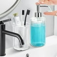 thumbnail image 2 of Bathroom Accessories Set, 4 Pack Glass Bath Accessory Sets Complete, Ribbed Soap Dispenser and Toothbrush Holder Set with 2 Qtip Holders, 2 of 6