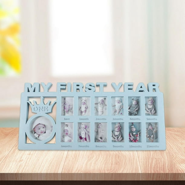  Collage Photo Frame for Baby First Year Keepsake, Multi  Picture Frames for Baby Newborn 1st Birthday GiftMemory Home Decor size 11  x 13 x 1 inch with 13 Slots in