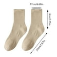 thumbnail image 3 of CUZIBR Socks For Women Couples Leisure Tube Solid Color Knit Ribbed Crew Socks Cotton Sweat Absorbent Sports Stockings Breathable Lightweight Footwear,Brown,One Size, 3 of 4