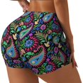 thumbnail image 1 of Fotbe Watercolor Floral Paisley Shorts Sin Costuras – Shorts Deportivos de Cintura Alta para Mujer, Elásticos para Gimnasio, Yoga, Running o Ciclismo-Large, 1 of 8